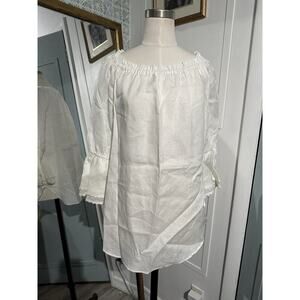 Sara Campbell Top Shirt Womens Oversized Linen Small White Blouse